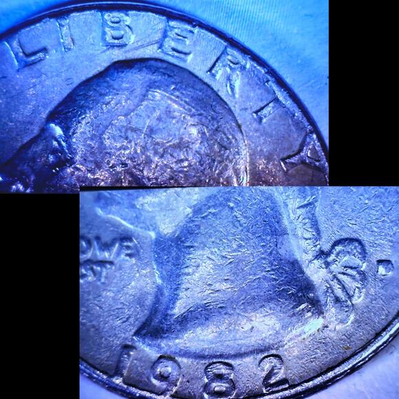 1982D Filled D In COD We Trust Double Ear Doubled Die Washington Quarter READ - Picture 9 of 10